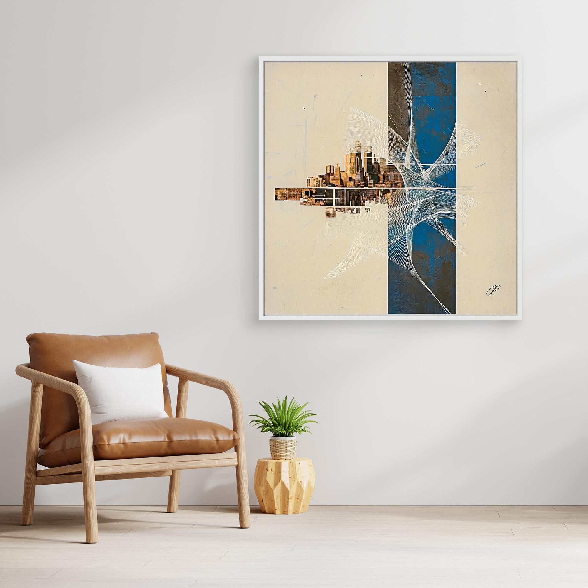 Canvas Print: Urban Echo Fragment – Abstract Skyline Art modern abstract canvas wall art by Rossetti Art – luxury interior design artwork for living room, bedroom, office – Abstract Skyline Painting Architectural Wall Decor Contemporary Cityscape Canvas