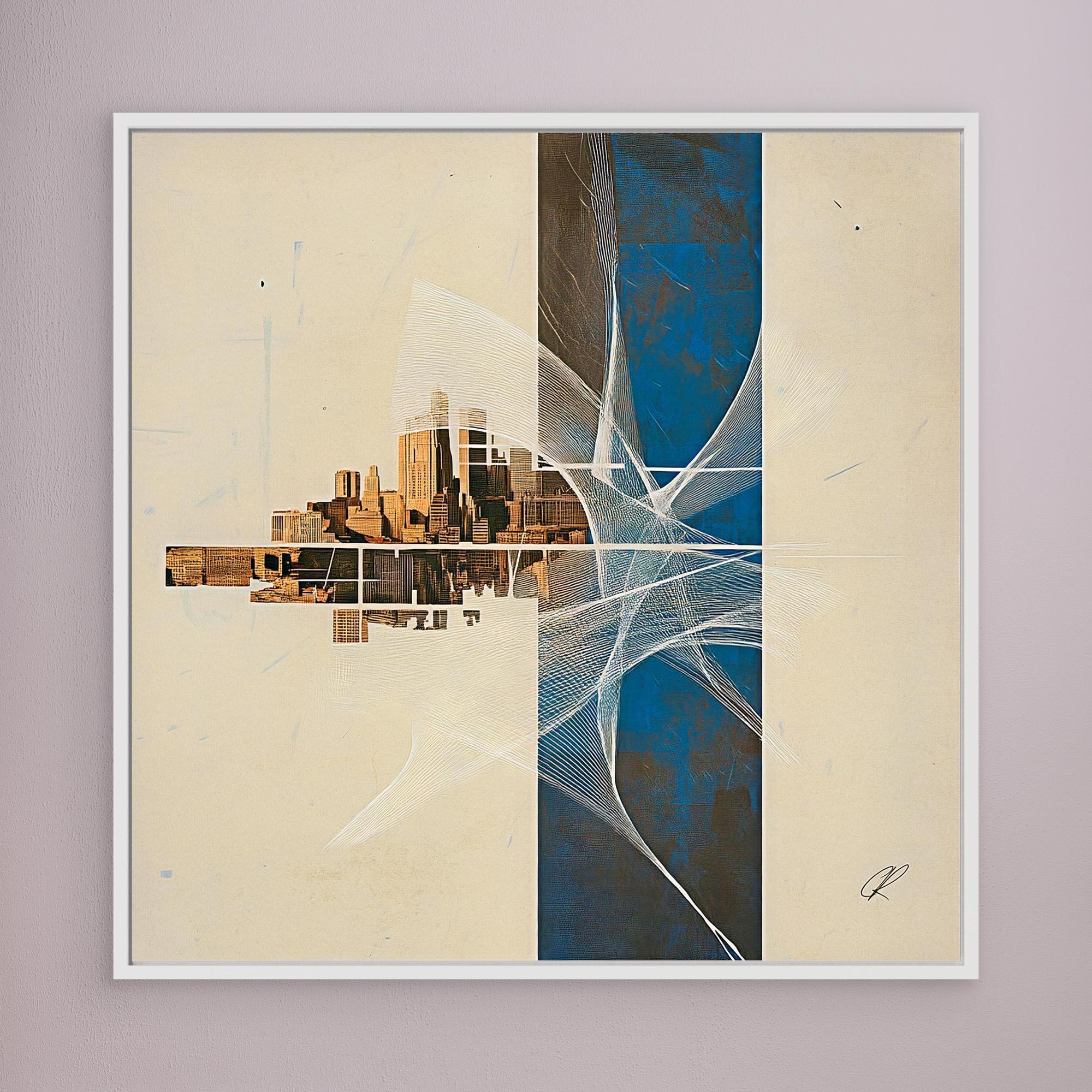 Canvas Print: Urban Echo Fragment – Abstract Skyline Art modern abstract canvas wall art by Rossetti Art – luxury interior design artwork for living room, bedroom, office – Abstract Skyline Painting Architectural Wall Decor Contemporary Cityscape Canvas