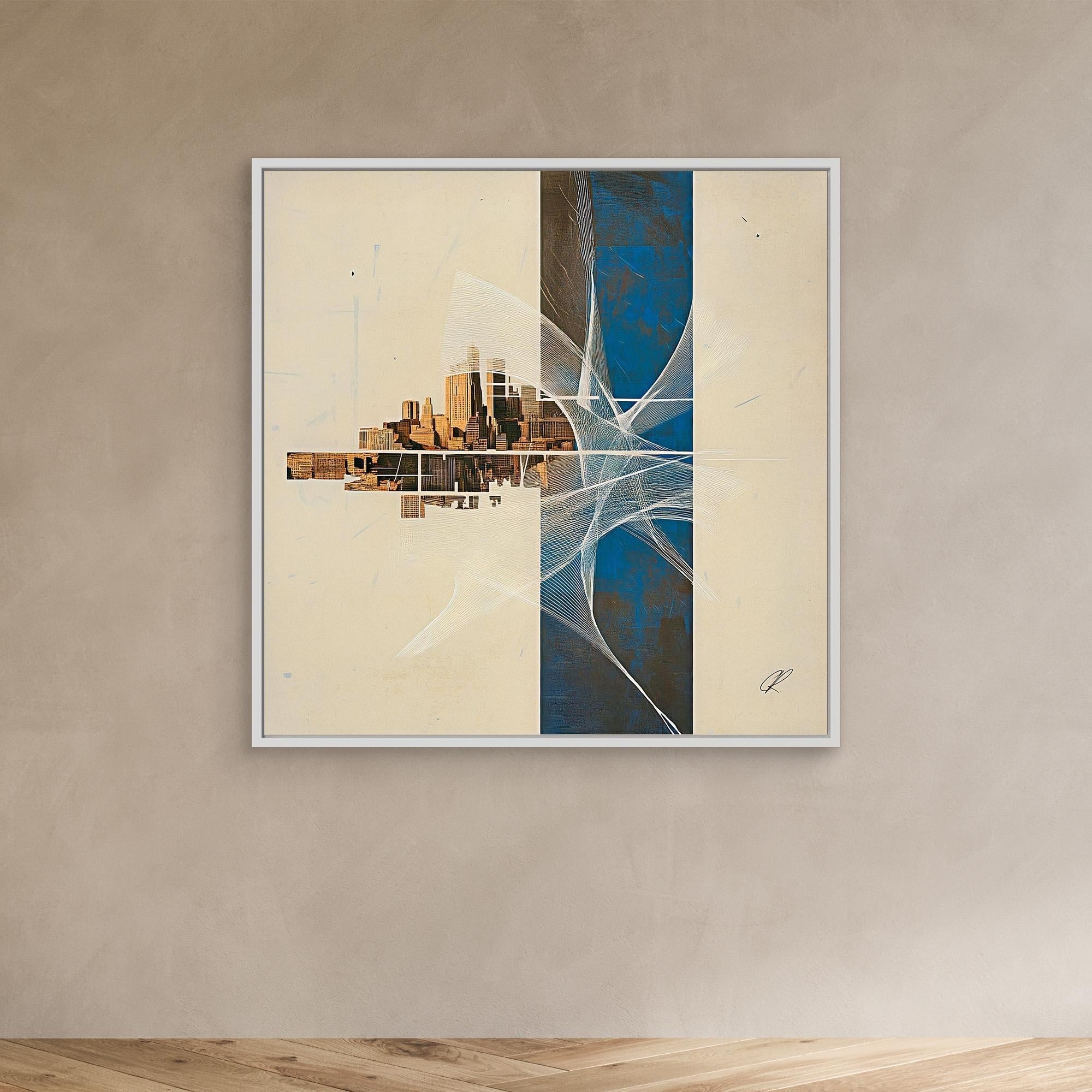Canvas Print: Urban Echo Fragment – Abstract Skyline Art modern abstract canvas wall art by Rossetti Art – luxury interior design artwork for living room, bedroom, office – Abstract Skyline Painting Architectural Wall Decor Contemporary Cityscape Canvas