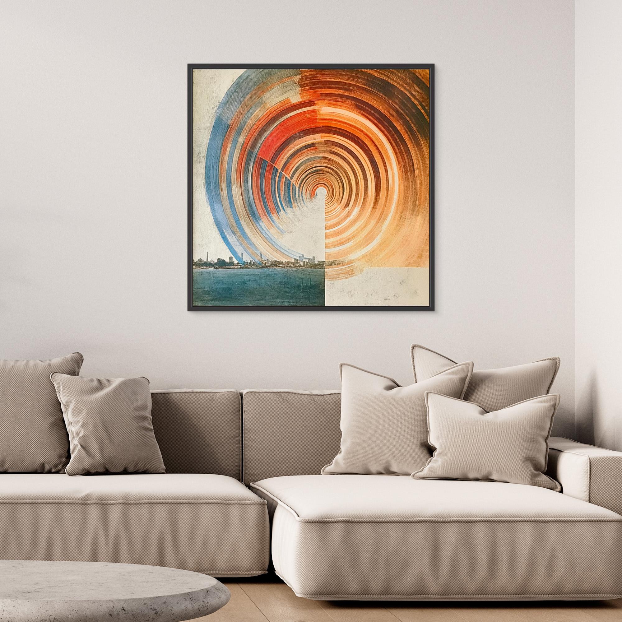 Canvas Print: "Urban Vortex" – Abstract Cityscape & Geometric Motion Art modern abstract canvas wall art by Rossetti Art – luxury interior design artwork for living room, bedroom, office – Contemporary Abstract Design Contemporary Art for Sale contemporary art piece