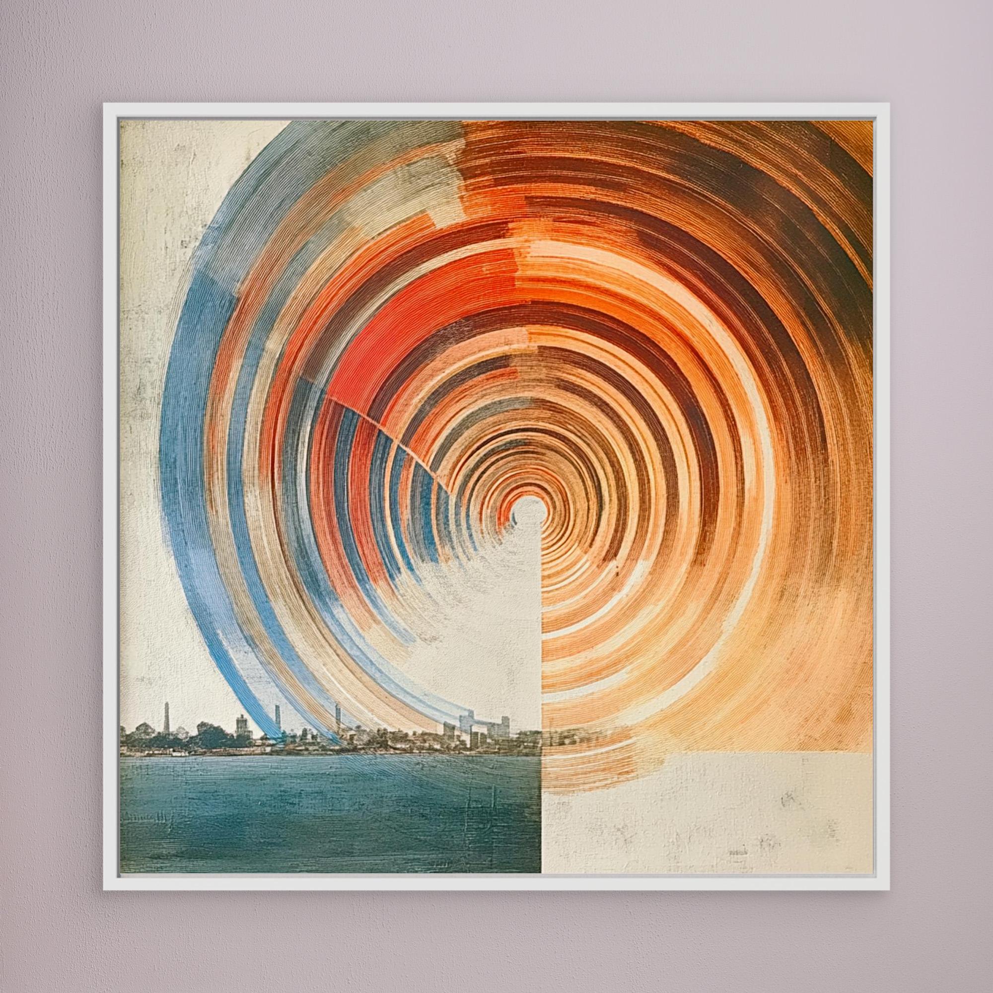 Canvas Print: "Urban Vortex" – Abstract Cityscape & Geometric Motion Art modern abstract canvas wall art by Rossetti Art – luxury interior design artwork for living room, bedroom, office – Contemporary Abstract Design Contemporary Art for Sale contemporary art piece