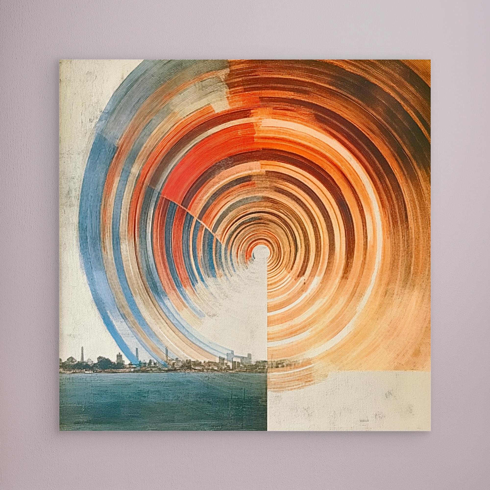 Canvas Print: "Urban Vortex" – Abstract Cityscape & Geometric Motion Art modern abstract canvas wall art by Rossetti Art – luxury interior design artwork for living room, bedroom, office – Contemporary Abstract Design Contemporary Art for Sale contemporary art piece