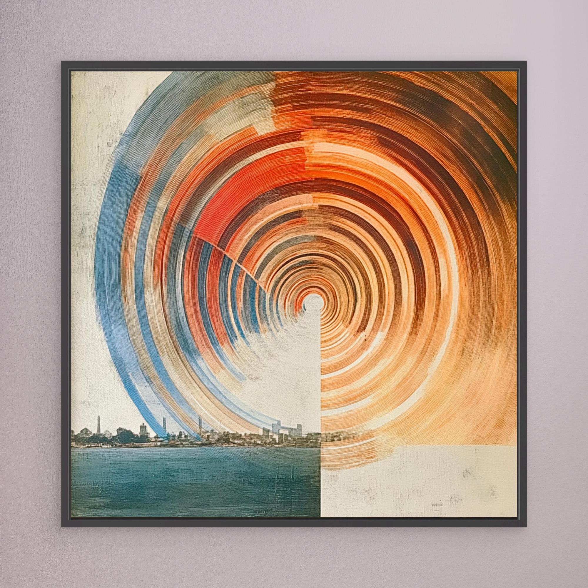 Canvas Print: "Urban Vortex" – Abstract Cityscape & Geometric Motion Art modern abstract canvas wall art by Rossetti Art – luxury interior design artwork for living room, bedroom, office – Contemporary Abstract Design Contemporary Art for Sale contemporary art piece