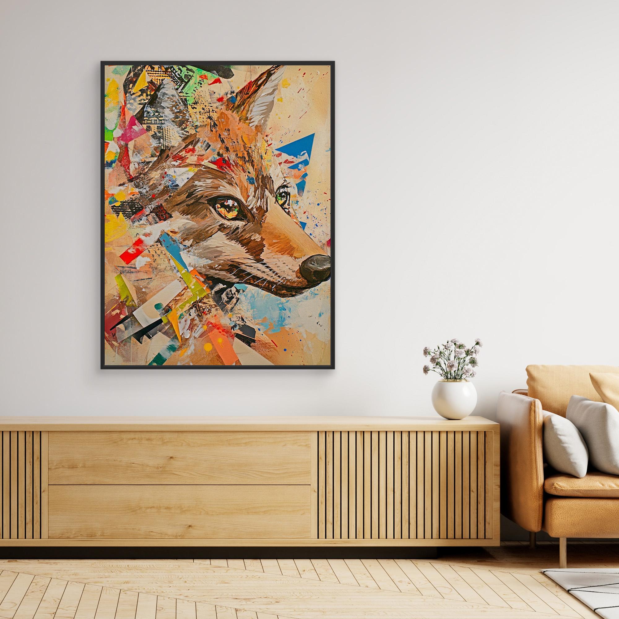 Canvas Print: "Urban Wild" - Wildlife Wall Art modern abstract canvas wall art by Rossetti Art – luxury interior design artwork for living room, bedroom, office – Bold Modern Wall Art Edgy Wall Decor Modern Animal Canvas