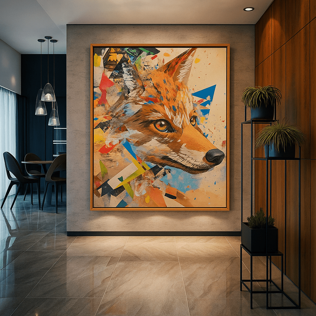 Canvas Print: "Urban Wild" - Wildlife Wall Art modern abstract canvas wall art by Rossetti Art – luxury interior design artwork for living room, bedroom, office – Bold Modern Wall Art Edgy Wall Decor Modern Animal Canvas