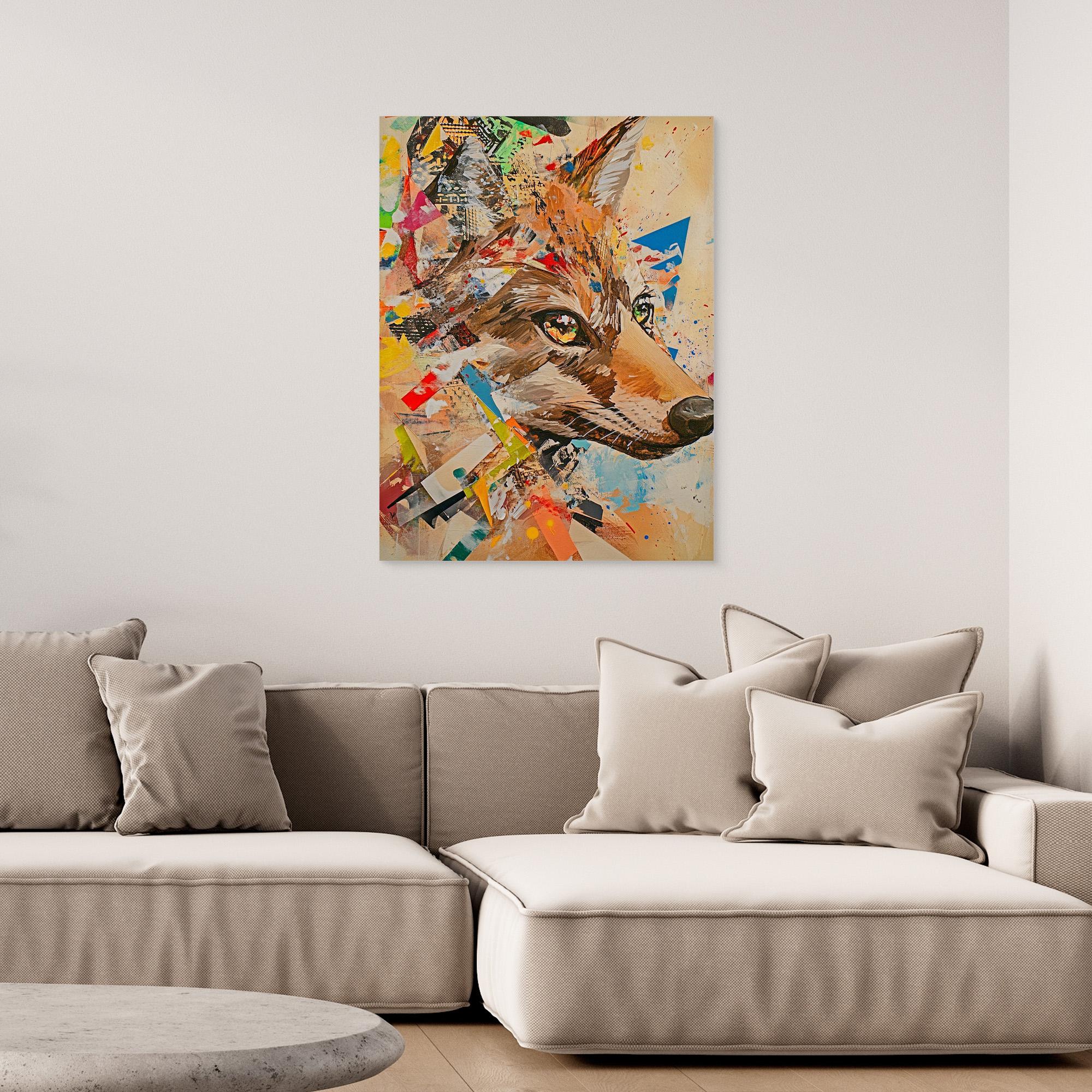 Canvas Print: "Urban Wild" - Wildlife Wall Art modern abstract canvas wall art by Rossetti Art – luxury interior design artwork for living room, bedroom, office – Bold Modern Wall Art Edgy Wall Decor Modern Animal Canvas
