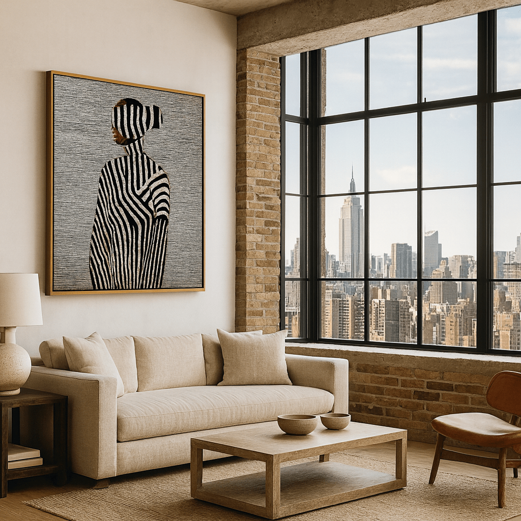 Canvas Print: Veiled Silence - Black & White Abstract Portrait Canvas modern abstract canvas wall art by Rossetti Art – luxury interior design artwork for living room, bedroom, office – abstract wall art canvas print art Chiara Rossetti