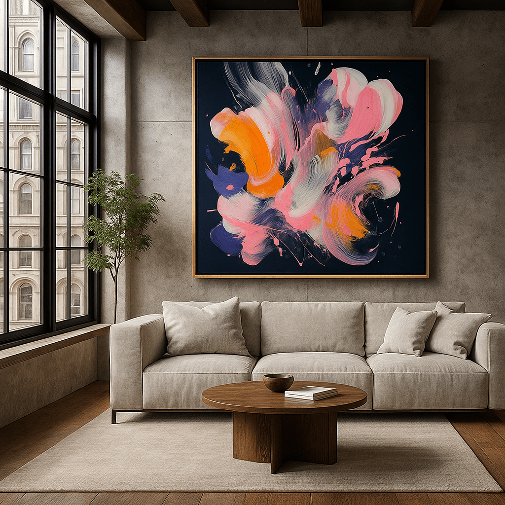 Canvas Print: Vibrant Abstract Canvas Print – Colorful Modern Wall Art for Luxury Interiors | Rossetti Art modern abstract canvas wall art by Rossetti Art – luxury interior design artwork for living room, bedroom, office – abstract wall art contemporary wall design extra large canvas wall art for living room