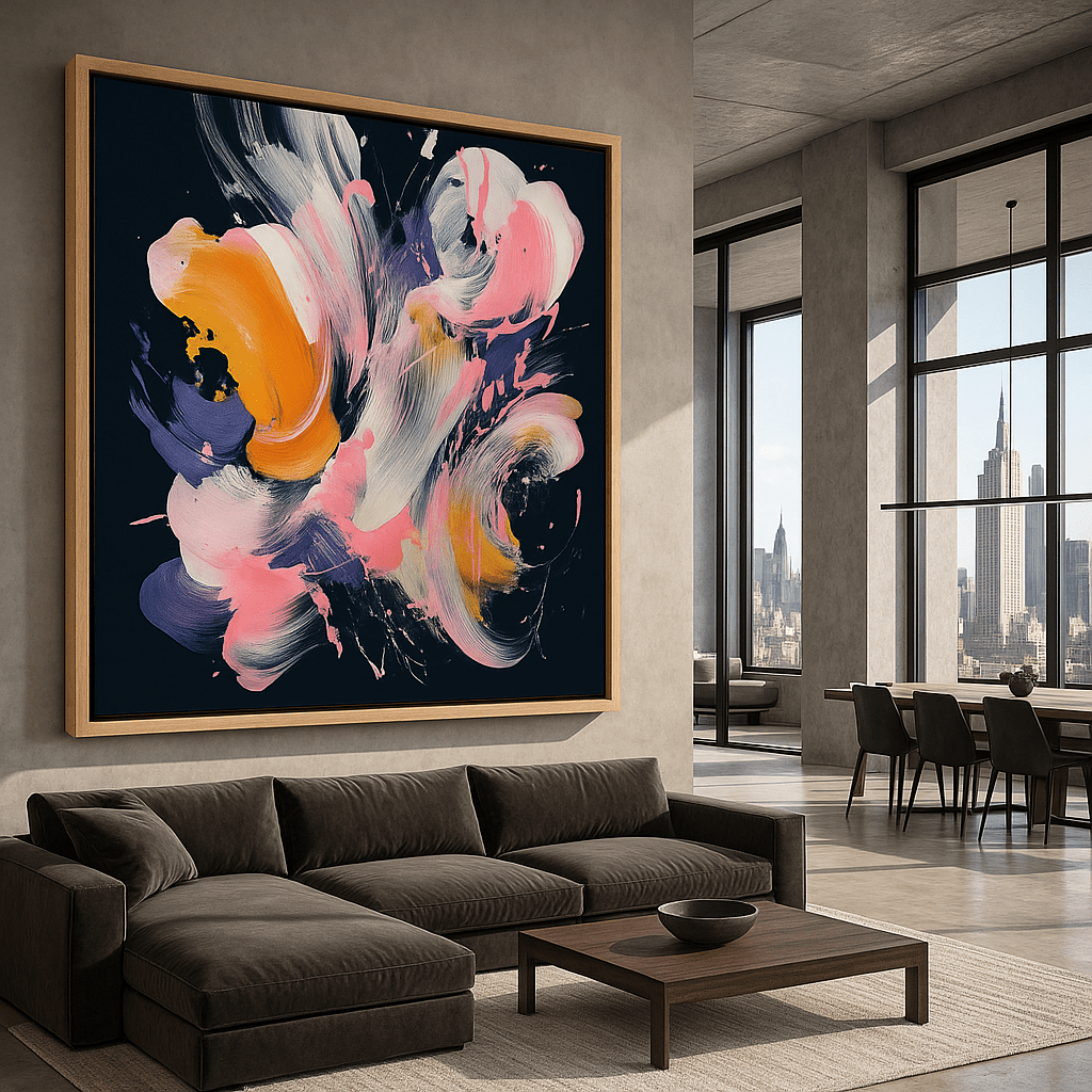 Canvas Print: Vibrant Abstract Canvas Print – Colorful Modern Wall Art for Luxury Interiors | Rossetti Art modern abstract canvas wall art by Rossetti Art – luxury interior design artwork for living room, bedroom, office – abstract wall art contemporary wall design extra large canvas wall art for living room