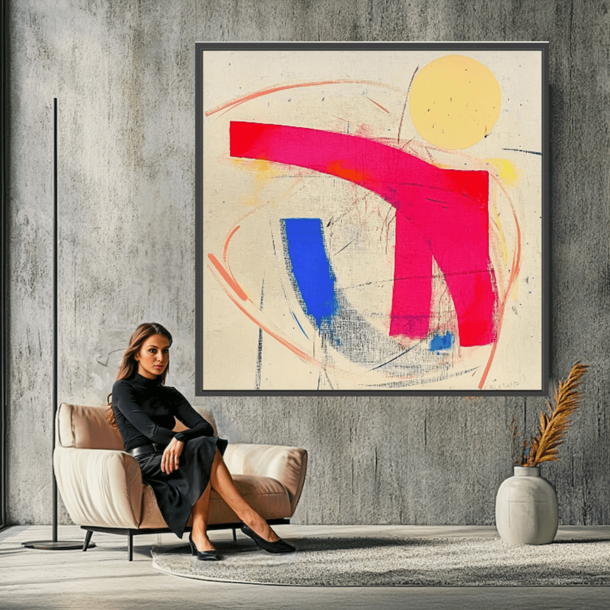 Canvas Print : Vibrant Abstract Contemporary - Minimalist Wall Art modern abstract canvas wall art by Rossetti Art – luxury interior design artwork for living room, bedroom, office – Abstract Colorful Wall Art Bold Modern Painting Contemporary Abstract Design