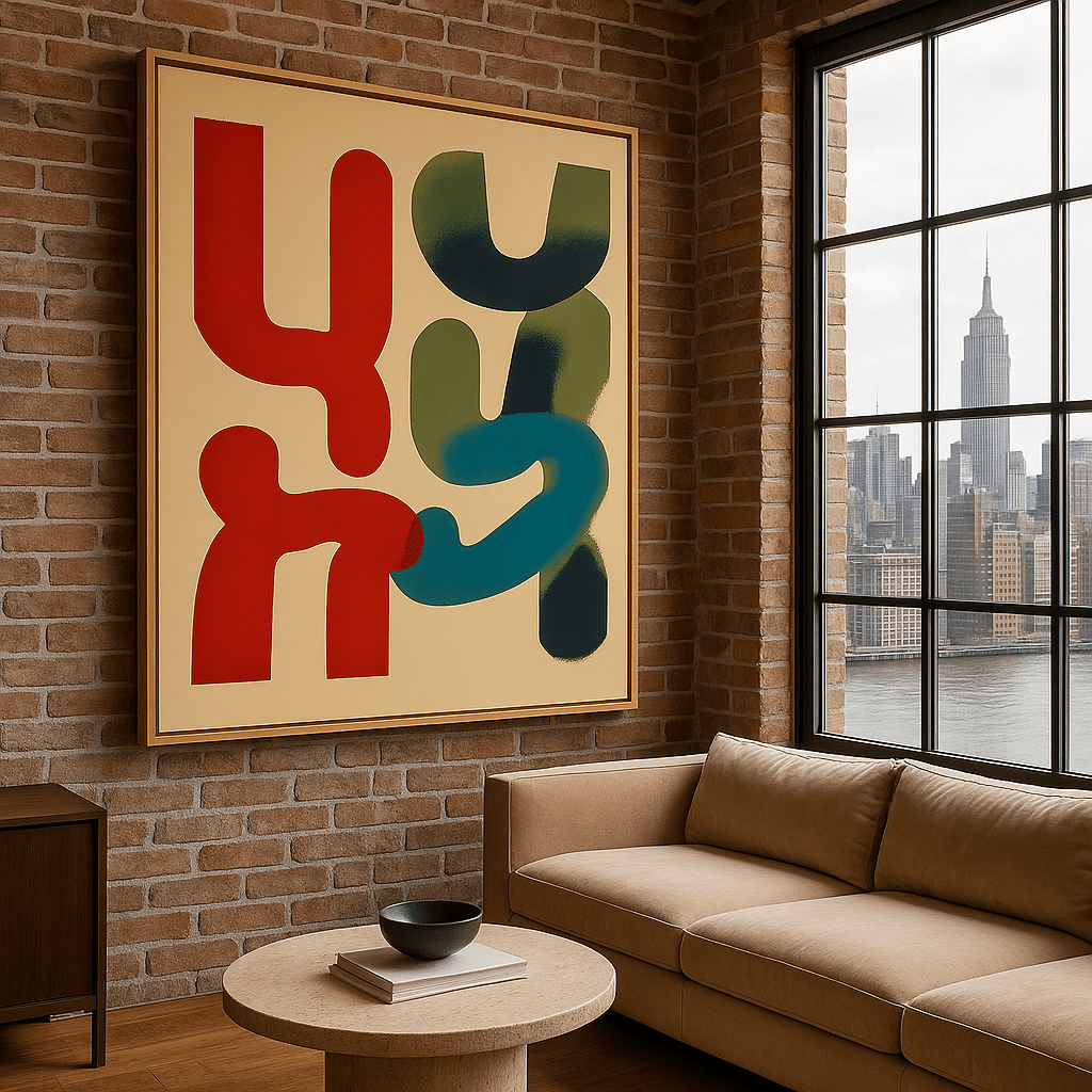 Canvas Print: Vibrant Form Flow – Abstract Geometric Art Print modern abstract canvas wall art by Rossetti Art – luxury interior design artwork for living room, bedroom, office – Contemporary Art for Sale contemporary art piece Contemporary art print