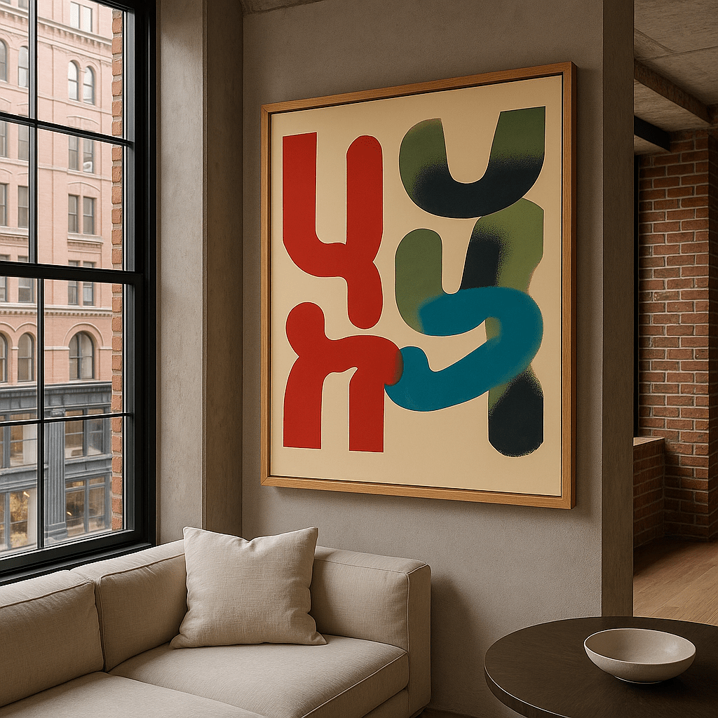 Canvas Print: Vibrant Form Flow – Abstract Geometric Art Print modern abstract canvas wall art by Rossetti Art – luxury interior design artwork for living room, bedroom, office – Contemporary Art for Sale contemporary art piece Contemporary art print