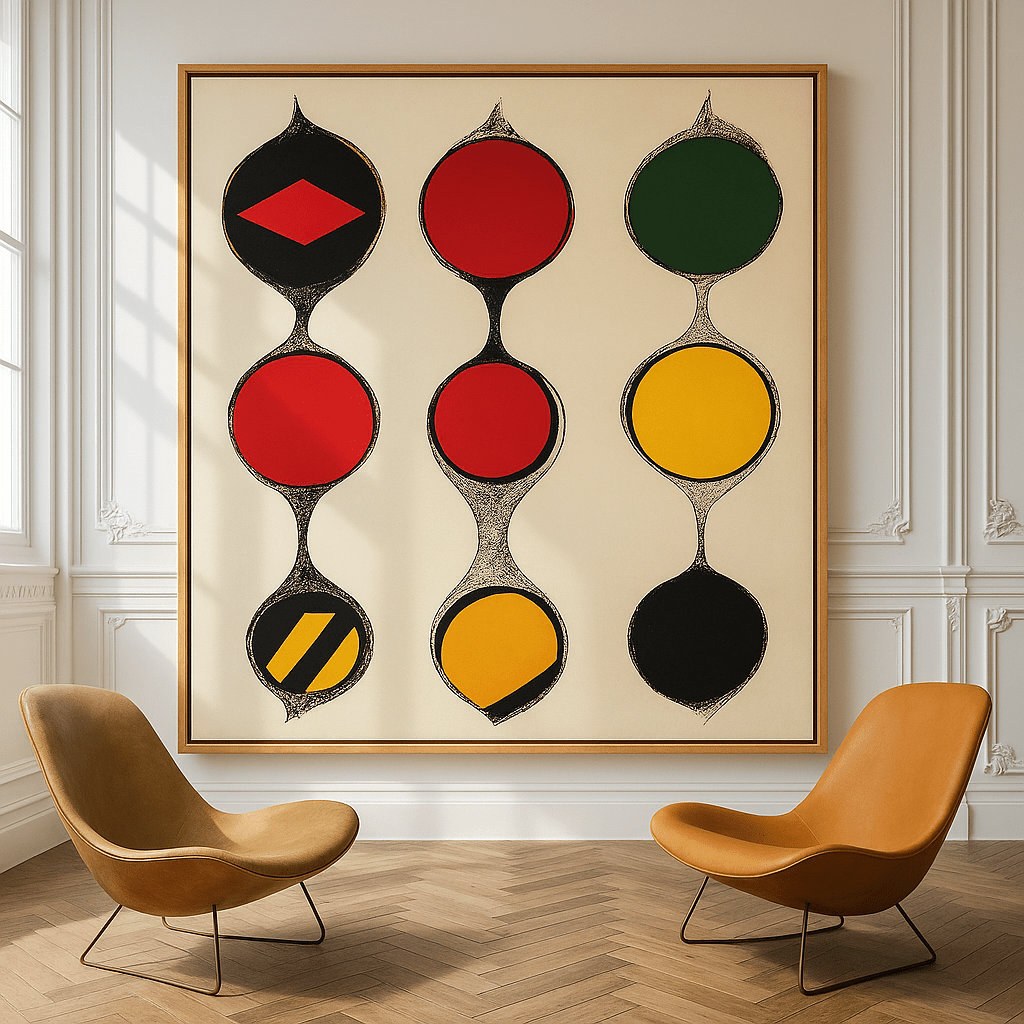 Canvas Print: Vibrant Geometric Shapes - Modern Abstract Wall Art modern abstract canvas wall art by Rossetti Art – luxury interior design artwork for living room, bedroom, office – Bold and Dynamic Artistic Home Accent Colorful Statement Wall Art Contemporary Grid Art
