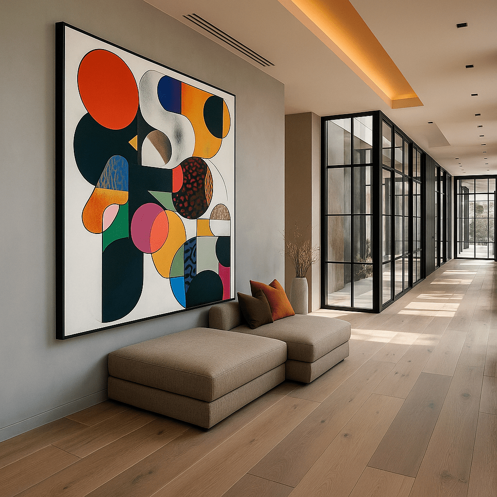 Canvas Print : Vibrant Geometry - Abstract Wall Art | Modern Canvas Print modern abstract canvas wall art by Rossetti Art – luxury interior design artwork for living room, bedroom, office – Canvas Print : Vibrant Geometry contemporary wall painting handmade wall art