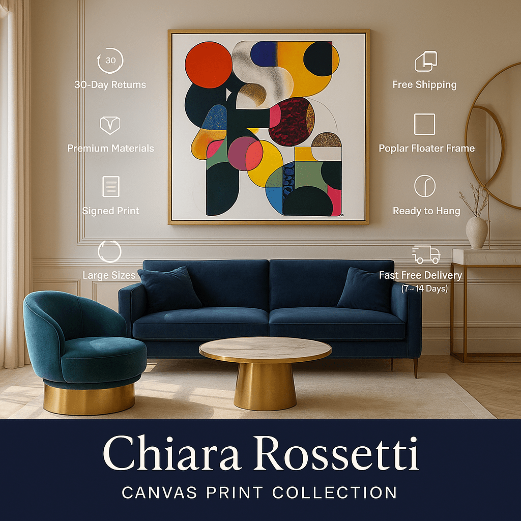 Canvas Print : Vibrant Geometry - Abstract Wall Art | Modern Canvas Print modern abstract canvas wall art by Rossetti Art – luxury interior design artwork for living room, bedroom, office – Canvas Print : Vibrant Geometry contemporary wall painting handmade wall art