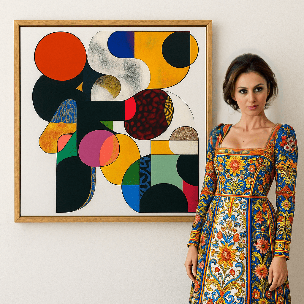 Canvas Print : Vibrant Geometry - Abstract Wall Art | Modern Canvas Print modern abstract canvas wall art by Rossetti Art – luxury interior design artwork for living room, bedroom, office – Canvas Print : Vibrant Geometry contemporary wall painting handmade wall art