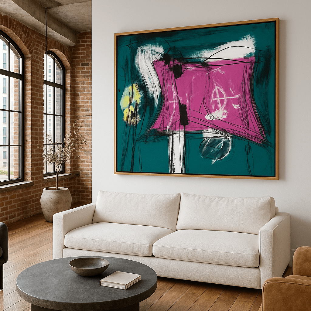 Canvas Print : "Vibrant Whispers" - Expressive Abstract Wall Art modern abstract canvas wall art by Rossetti Art β luxury interior design artwork for living room, bedroom, office β Black And White Art Black and white artwork black and white canvas