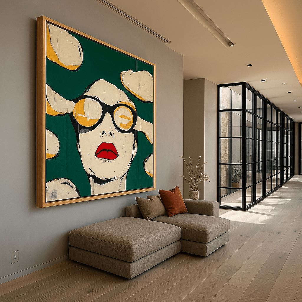 Canvas Print : Visionary Chic – Bold Modern Abstract Portrait Art modern abstract canvas wall art by Rossetti Art – luxury interior design artwork for living room, bedroom, office – Canvas Print : Visionary Chic contemporary wall painting modern art on canvas