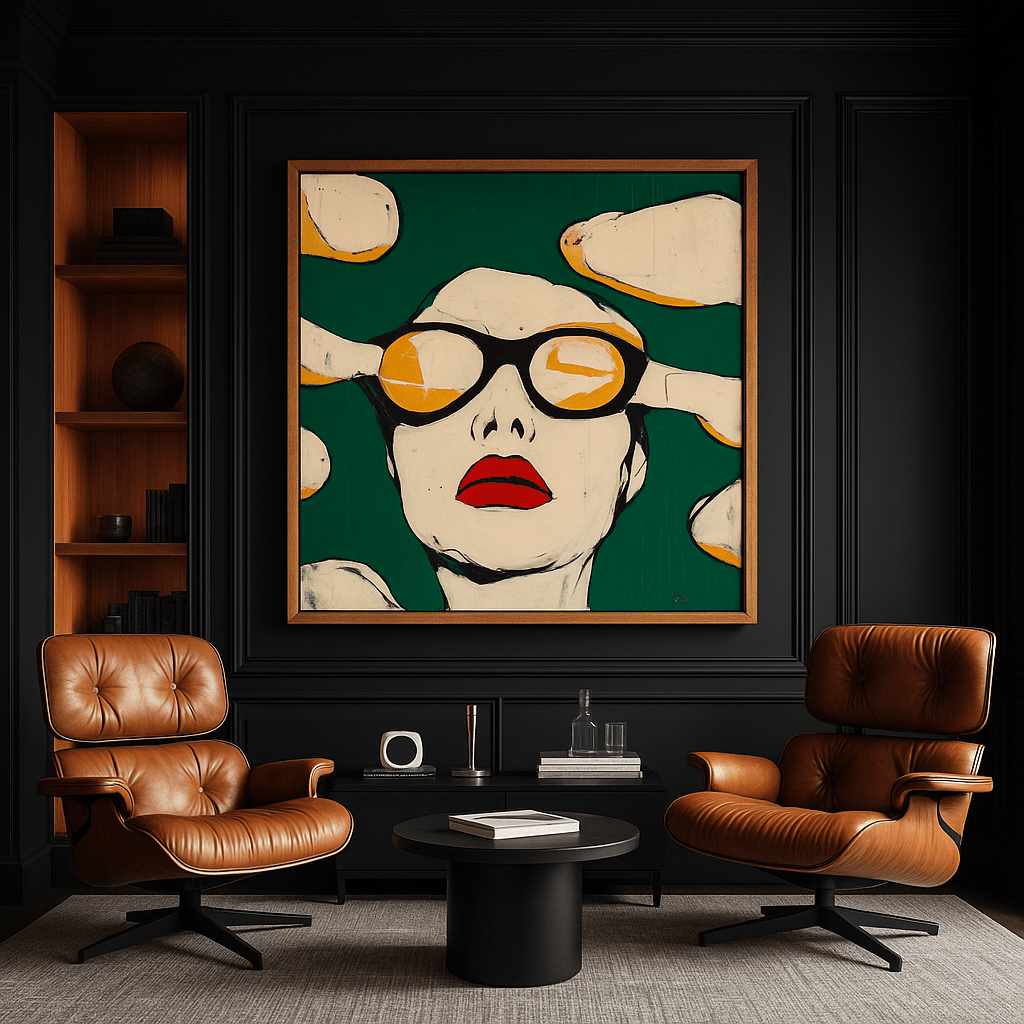 Canvas Print : Visionary Chic – Bold Modern Abstract Portrait Art modern abstract canvas wall art by Rossetti Art – luxury interior design artwork for living room, bedroom, office – Canvas Print : Visionary Chic contemporary wall painting modern art on canvas