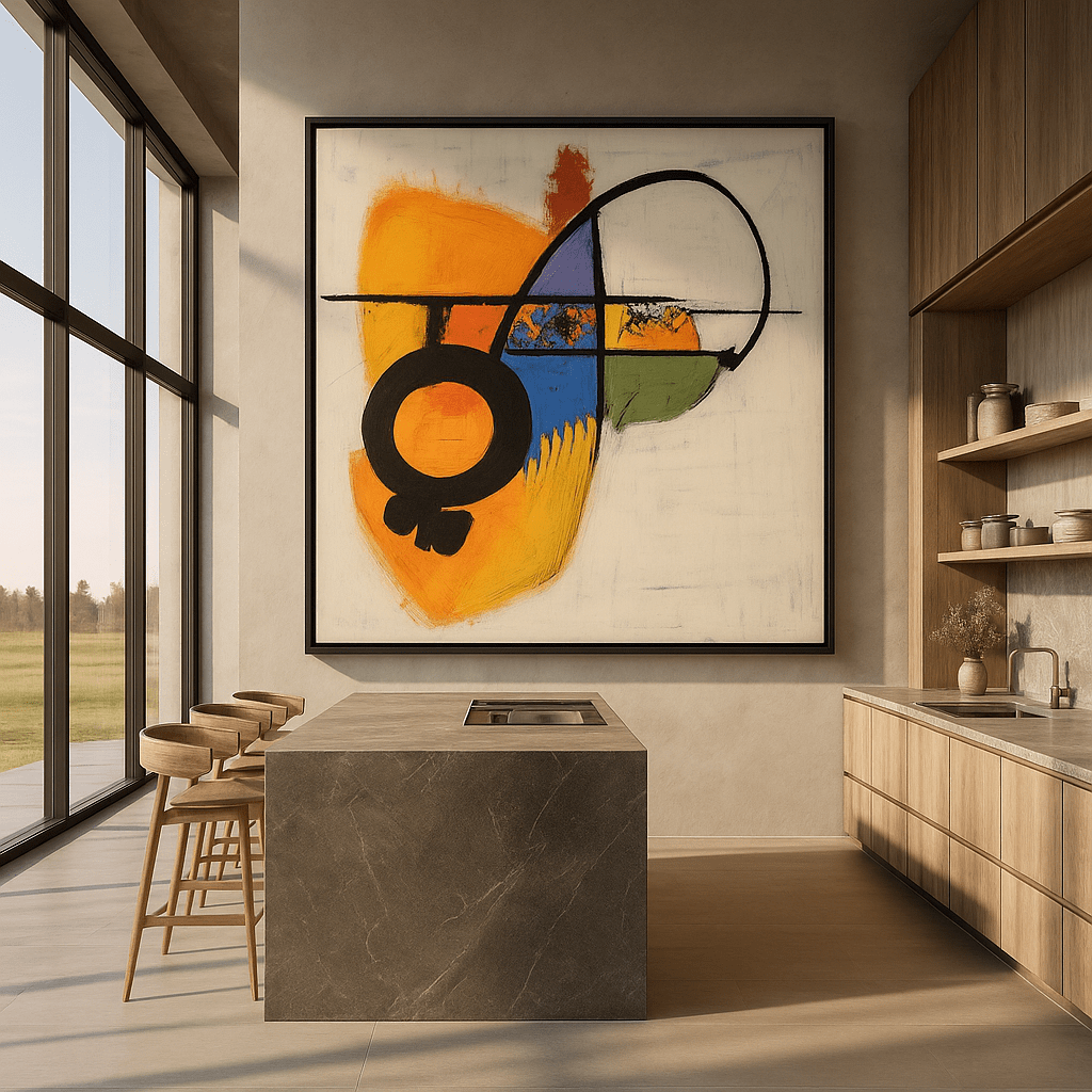 Canvas Print : "Vivid Connections" - Geometric Abstract Wall Art Print modern abstract canvas wall art by Rossetti Art β luxury interior design artwork for living room, bedroom, office β contemporary art piece Contemporary Canvas Art Contemporary canvas print