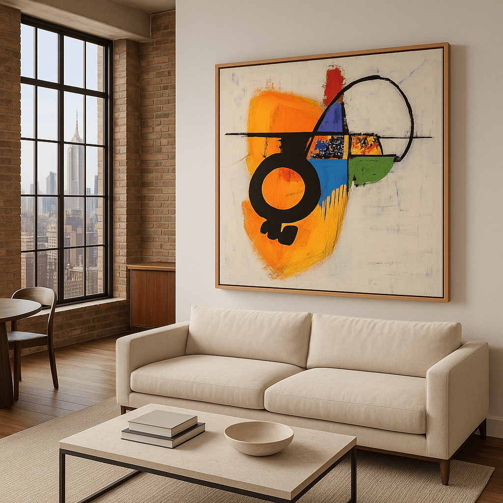 Canvas Print : "Vivid Connections" - Geometric Abstract Wall Art Print modern abstract canvas wall art by Rossetti Art β luxury interior design artwork for living room, bedroom, office β contemporary art piece Contemporary Canvas Art Contemporary canvas print