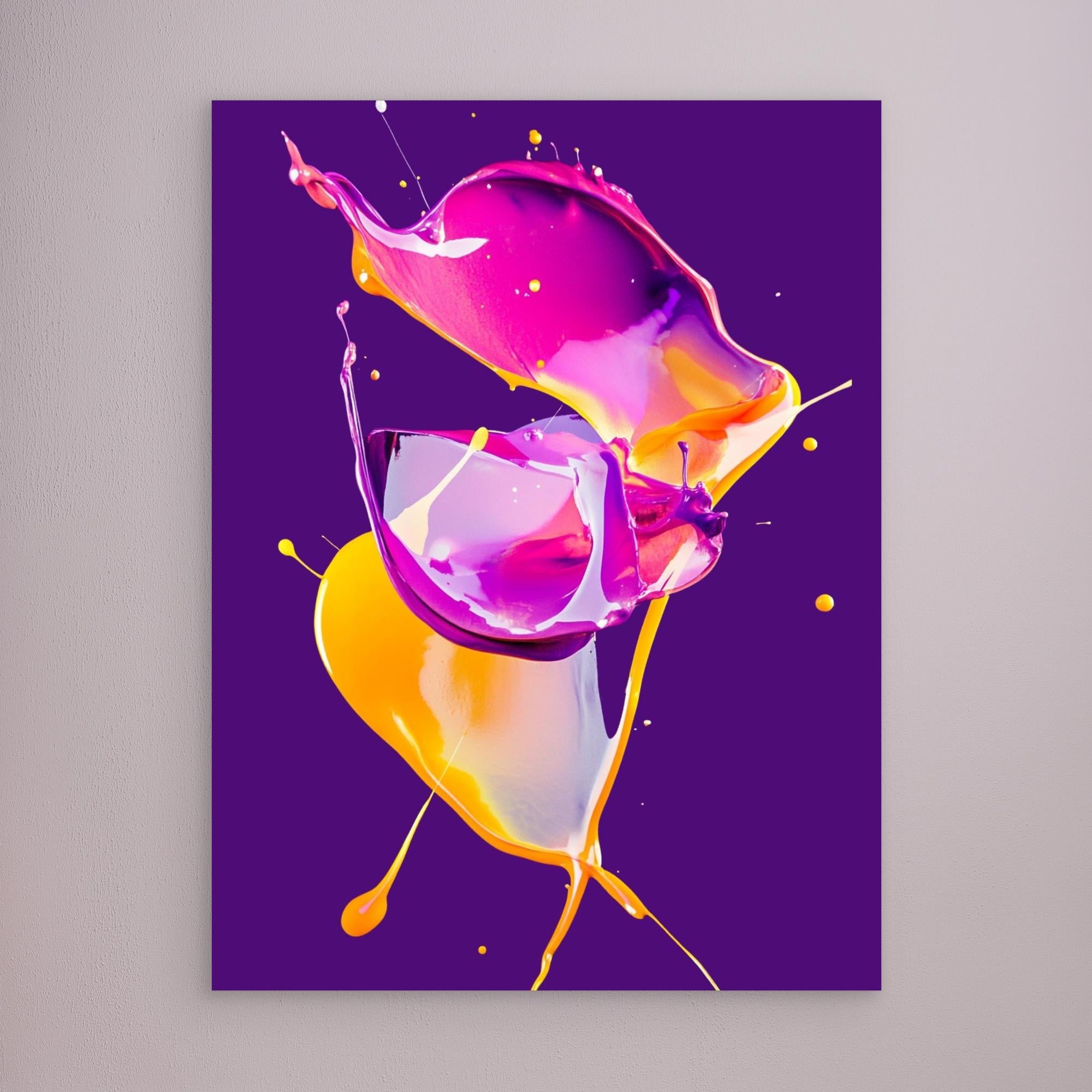 Canvas Print: "Vivid Fusion Flow" - Abstract Paint Splash Art modern abstract canvas wall art by Rossetti Art – luxury interior design artwork for living room, bedroom, office – Canvas