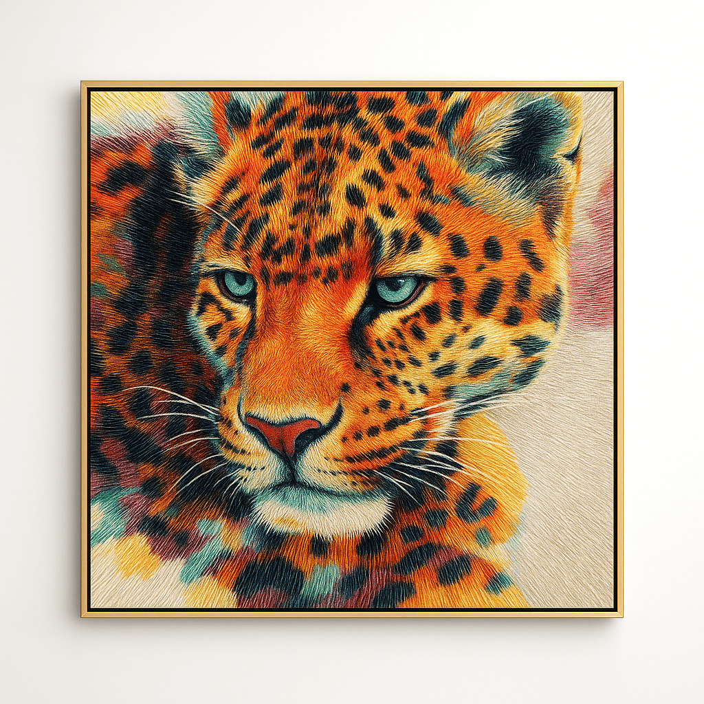 Canvas Print: Vivid Majesty - Modern Leopard Canvas Print modern abstract canvas wall art by Rossetti Art – luxury interior design artwork for living room, bedroom, office – abstract wall art canvas print art Chiara Rossetti