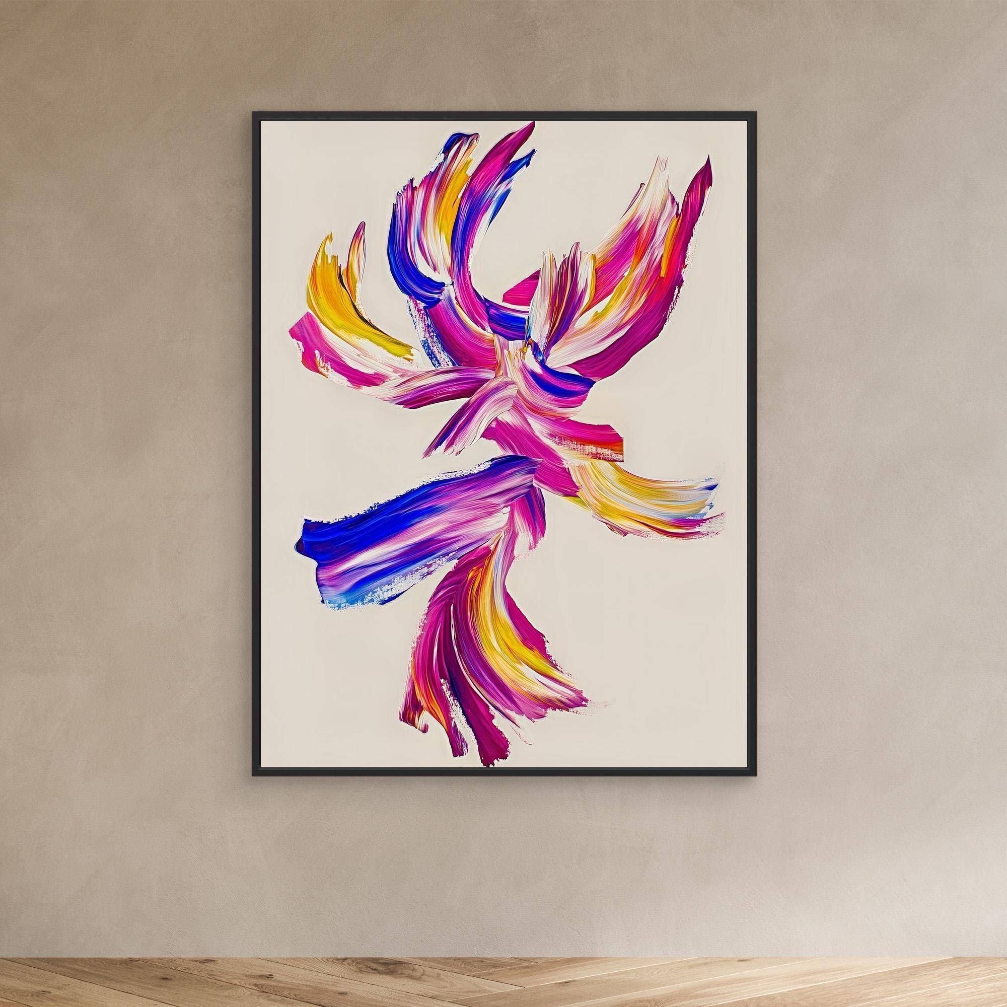 Canvas Print: "Vivid Motion" - Abstract Brushstroke Wall Art modern abstract canvas wall art by Rossetti Art – luxury interior design artwork for living room, bedroom, office – Contemporary Art for Sale contemporary art piece Contemporary art print