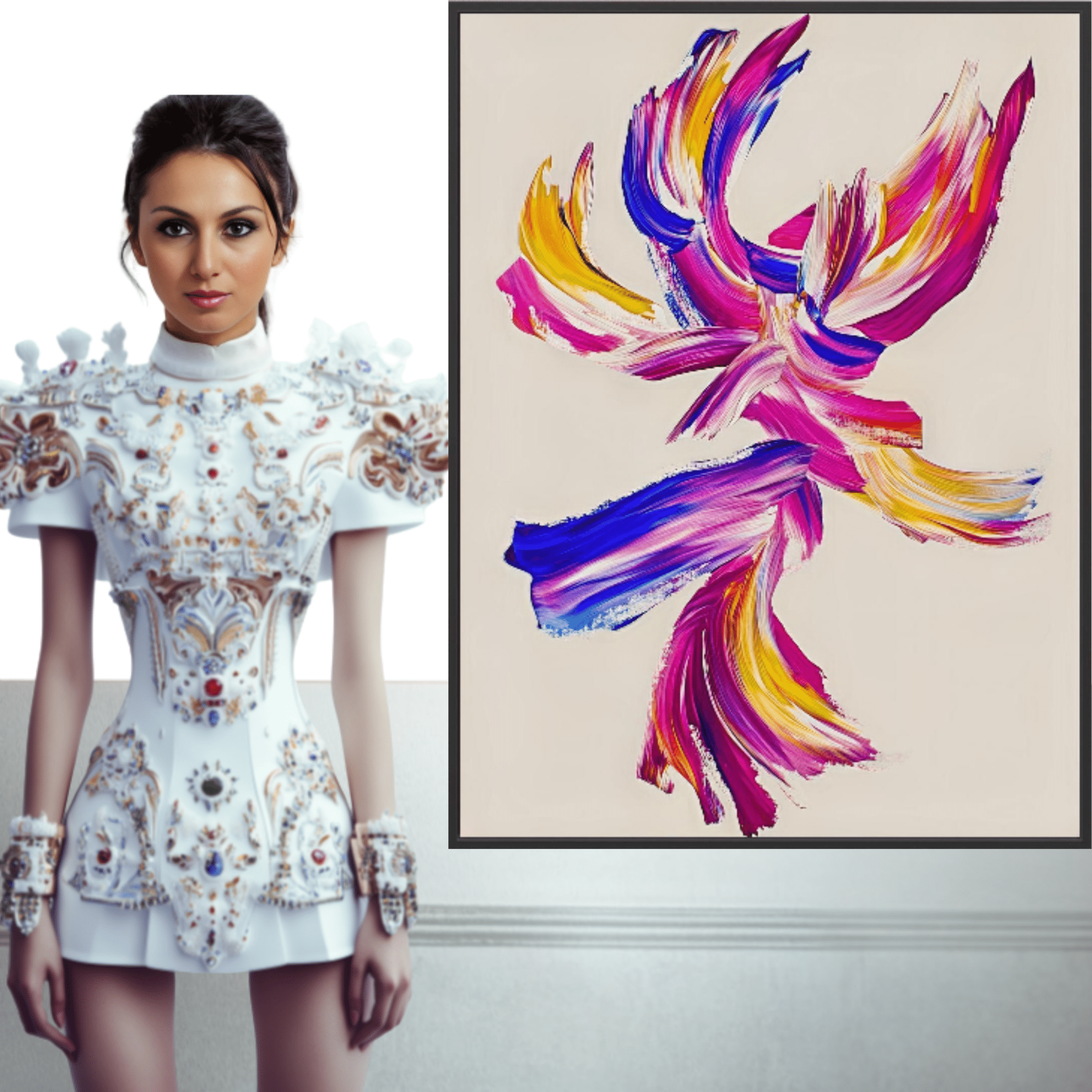 Canvas Print: "Vivid Motion" - Abstract Brushstroke Wall Art modern abstract canvas wall art by Rossetti Art – luxury interior design artwork for living room, bedroom, office – Contemporary Art for Sale contemporary art piece Contemporary art print