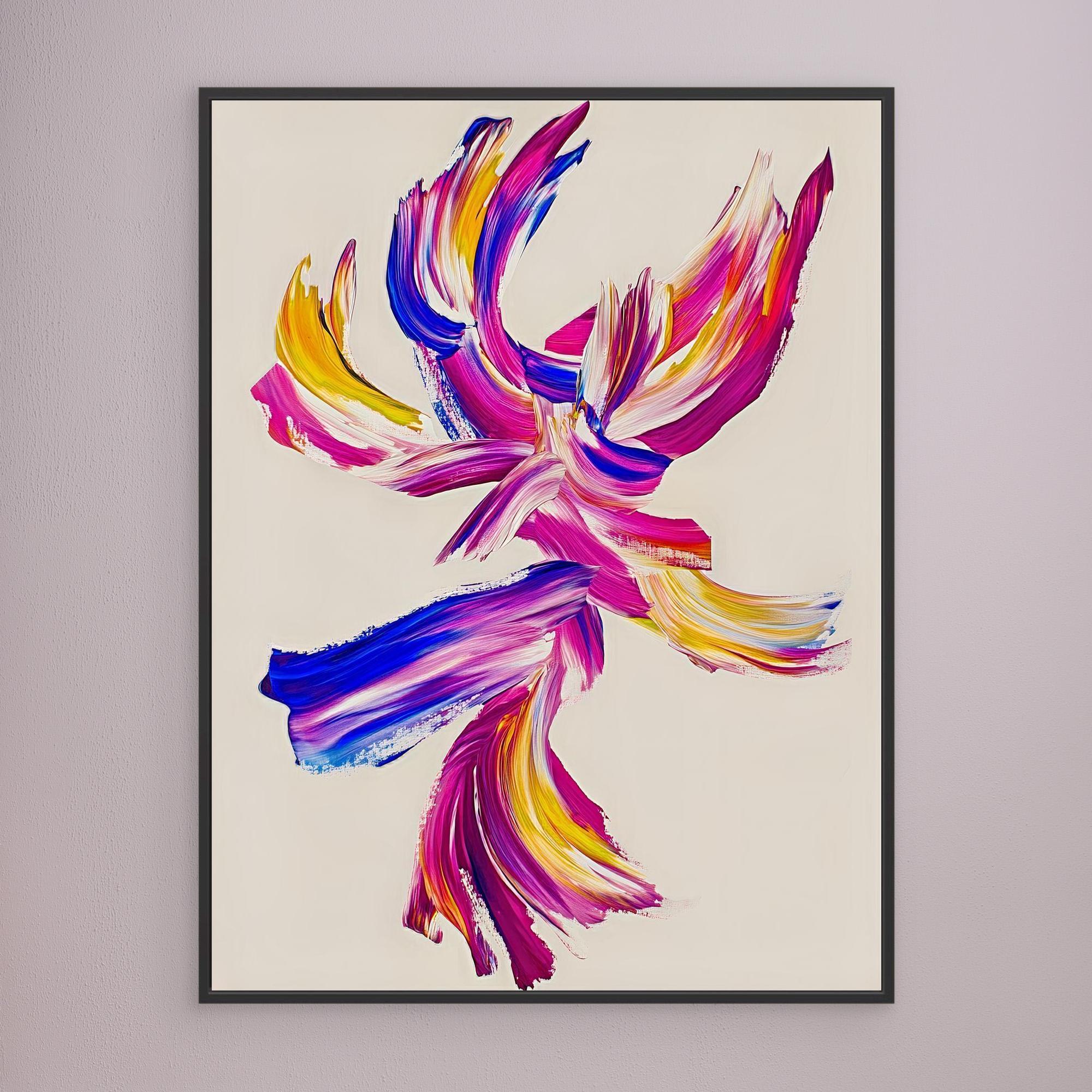 Canvas Print: "Vivid Motion" - Abstract Brushstroke Wall Art modern abstract canvas wall art by Rossetti Art – luxury interior design artwork for living room, bedroom, office – Contemporary Art for Sale contemporary art piece Contemporary art print