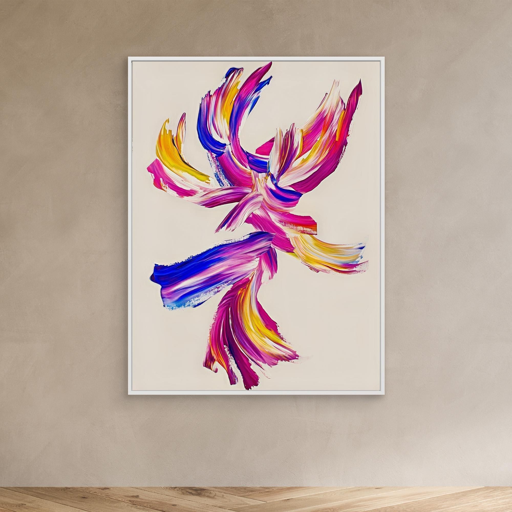 Canvas Print: "Vivid Motion" - Abstract Brushstroke Wall Art modern abstract canvas wall art by Rossetti Art – luxury interior design artwork for living room, bedroom, office – Contemporary Art for Sale contemporary art piece Contemporary art print