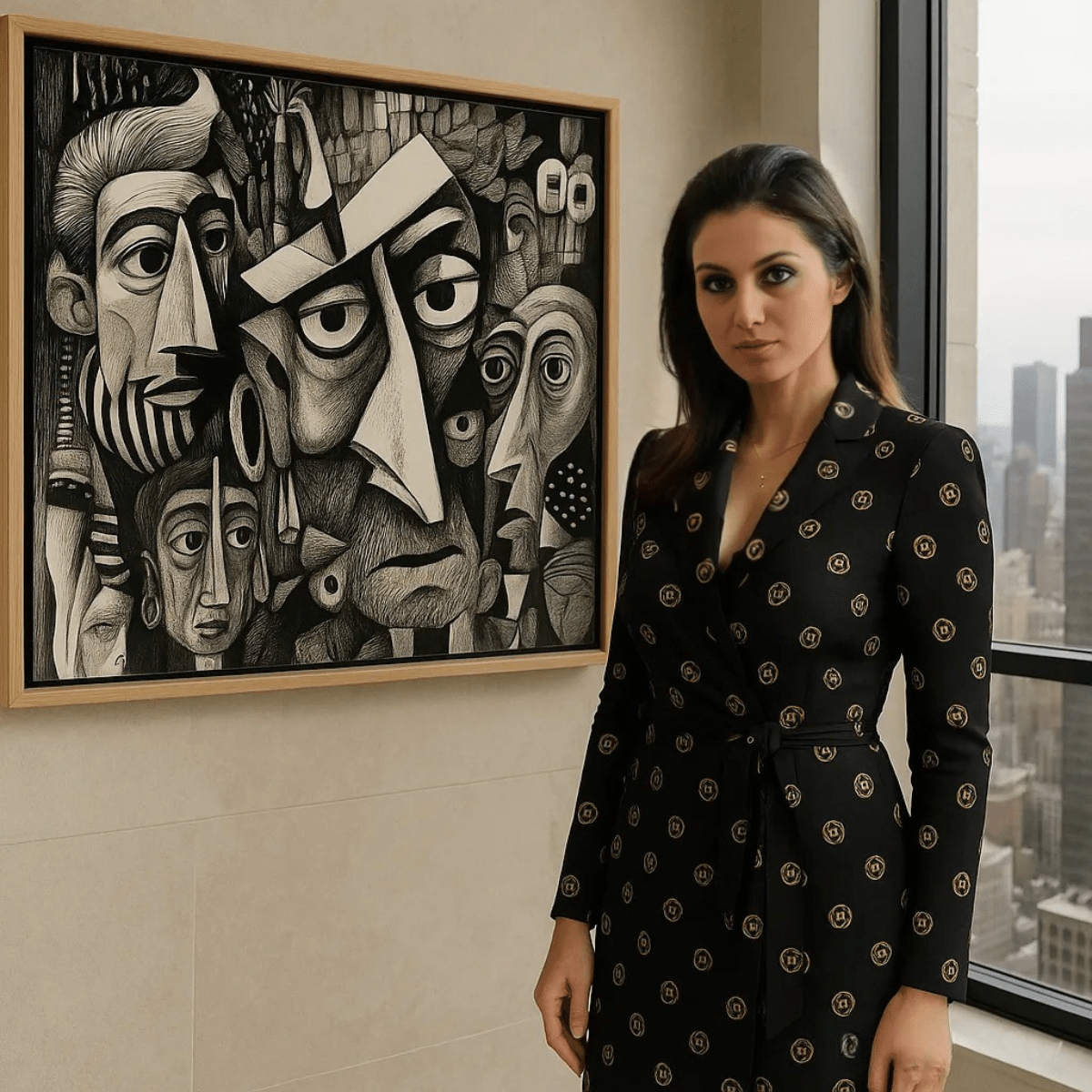 Canvas Print : "Voices of Faces" - Black & White Art Print modern abstract canvas wall art by Rossetti Art β luxury interior design artwork for living room, bedroom, office β contemporary art piece Contemporary Canvas Art Contemporary canvas print