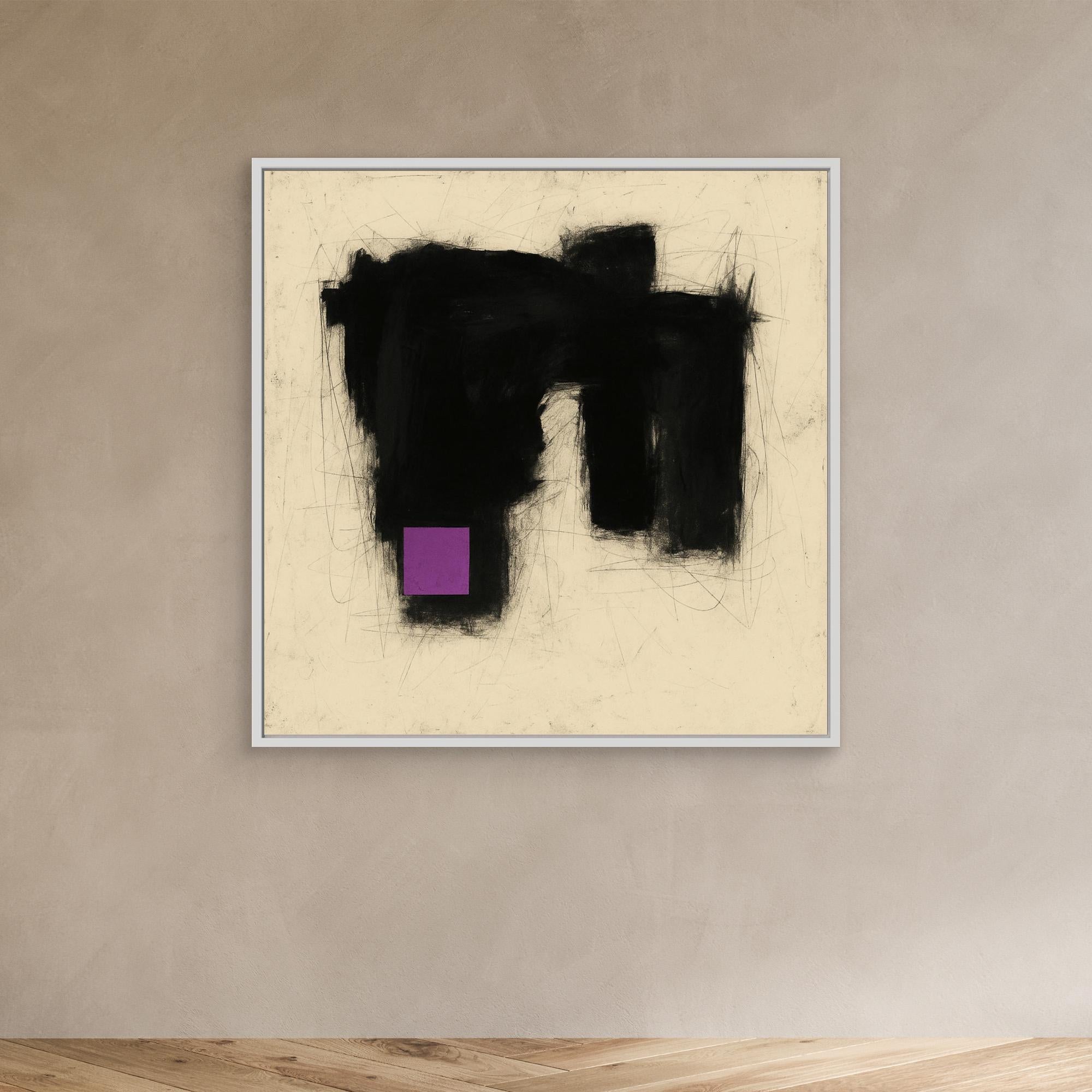 Canvas Print: Void & Violet – Minimalist Abstract Geometric Art modern abstract canvas wall art by Rossetti Art – luxury interior design artwork for living room, bedroom, office – Black and Violet Art Brutalist Art Style Contemporary Minimalism