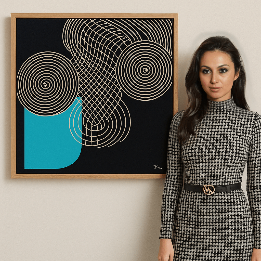 Canvas Print: "Vortex Blueprint" – Abstract Spiral Art modern abstract canvas wall art by Rossetti Art – luxury interior design artwork for living room, bedroom, office – Abstract Canvas Print Cyan Wall Art Modern Geometric Art