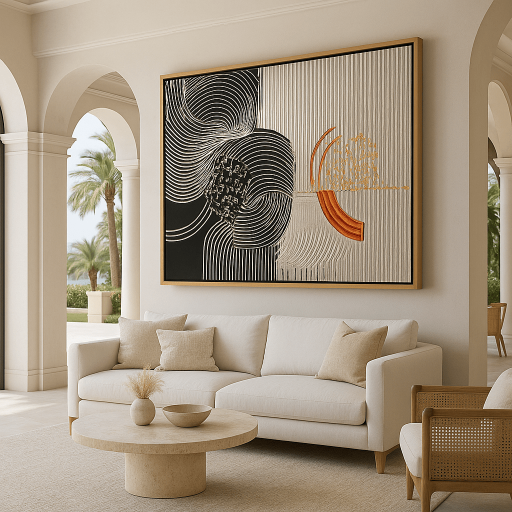 Canvas Print : Waves of Harmony - Modern Abstract Canvas Art modern abstract canvas wall art by Rossetti Art – luxury interior design artwork for living room, bedroom, office – Dynamic Abstract Art Modern Abstract Canvas Textured Art Decor