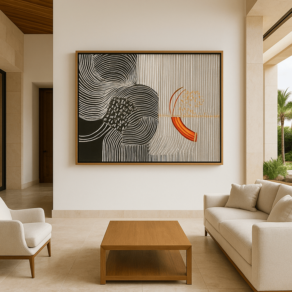 Canvas Print : Waves of Harmony - Modern Abstract Canvas Art modern abstract canvas wall art by Rossetti Art – luxury interior design artwork for living room, bedroom, office – Dynamic Abstract Art Modern Abstract Canvas Textured Art Decor