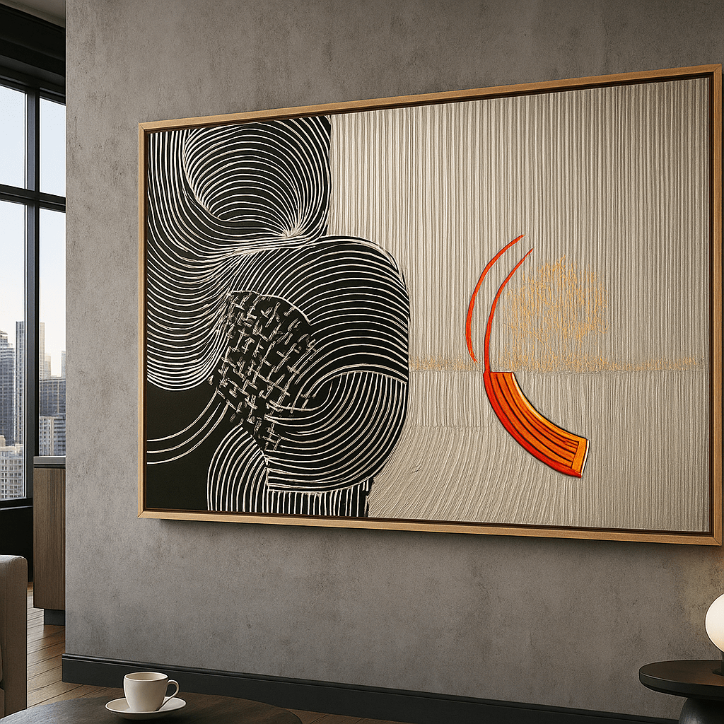 Canvas Print : Waves of Harmony - Modern Abstract Canvas Art modern abstract canvas wall art by Rossetti Art – luxury interior design artwork for living room, bedroom, office – Dynamic Abstract Art Modern Abstract Canvas Textured Art Decor