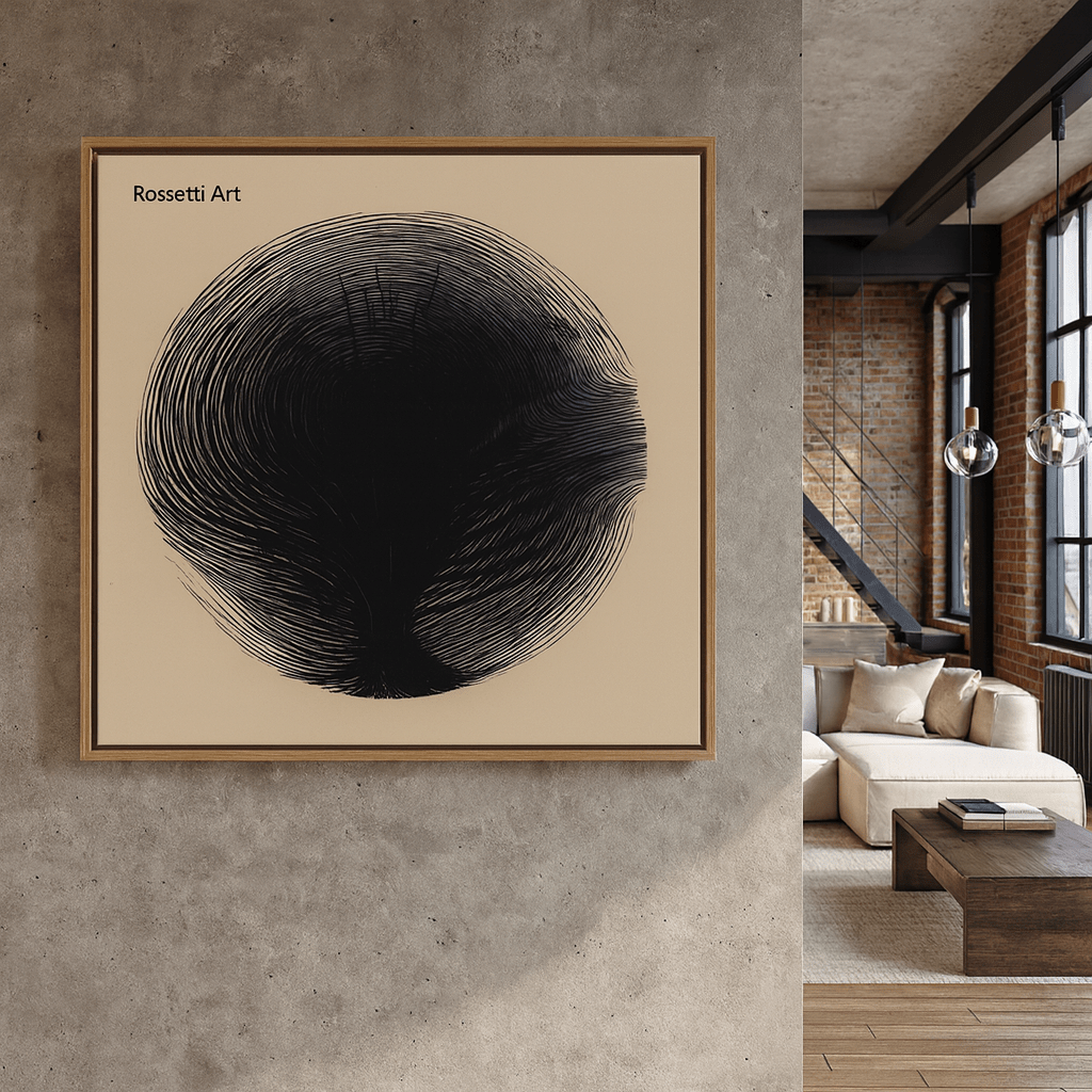 Canvas Print : Whisper of Infinity – Minimalist Black Abstract Canvas Print | Modern Wall Art by Rossetti Art modern abstract canvas wall art by Rossetti Art – luxury interior design artwork for living room, bedroom, office – abstractnew canvas print art Chiara Rossetti