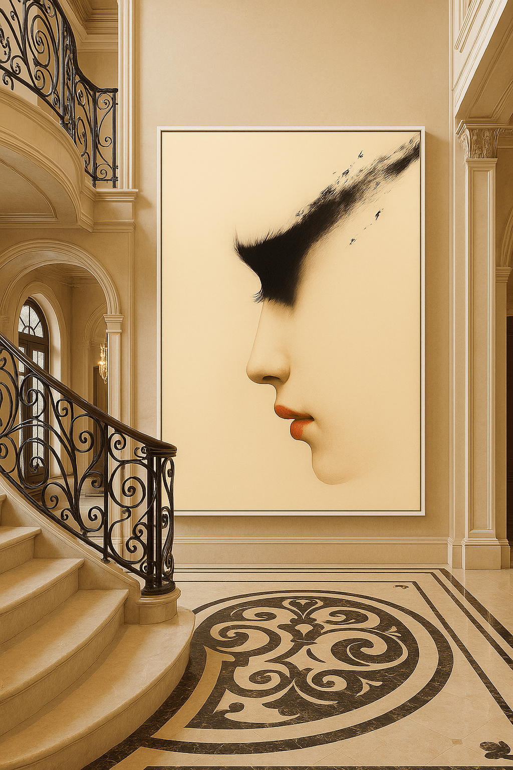 Canvas Print: Whispered Profile – Feminine Minimalist Portrait Art modern abstract canvas wall art by Rossetti Art – luxury interior design artwork for living room, bedroom, office – Contemporary Art for Sale contemporary art piece Contemporary art print
