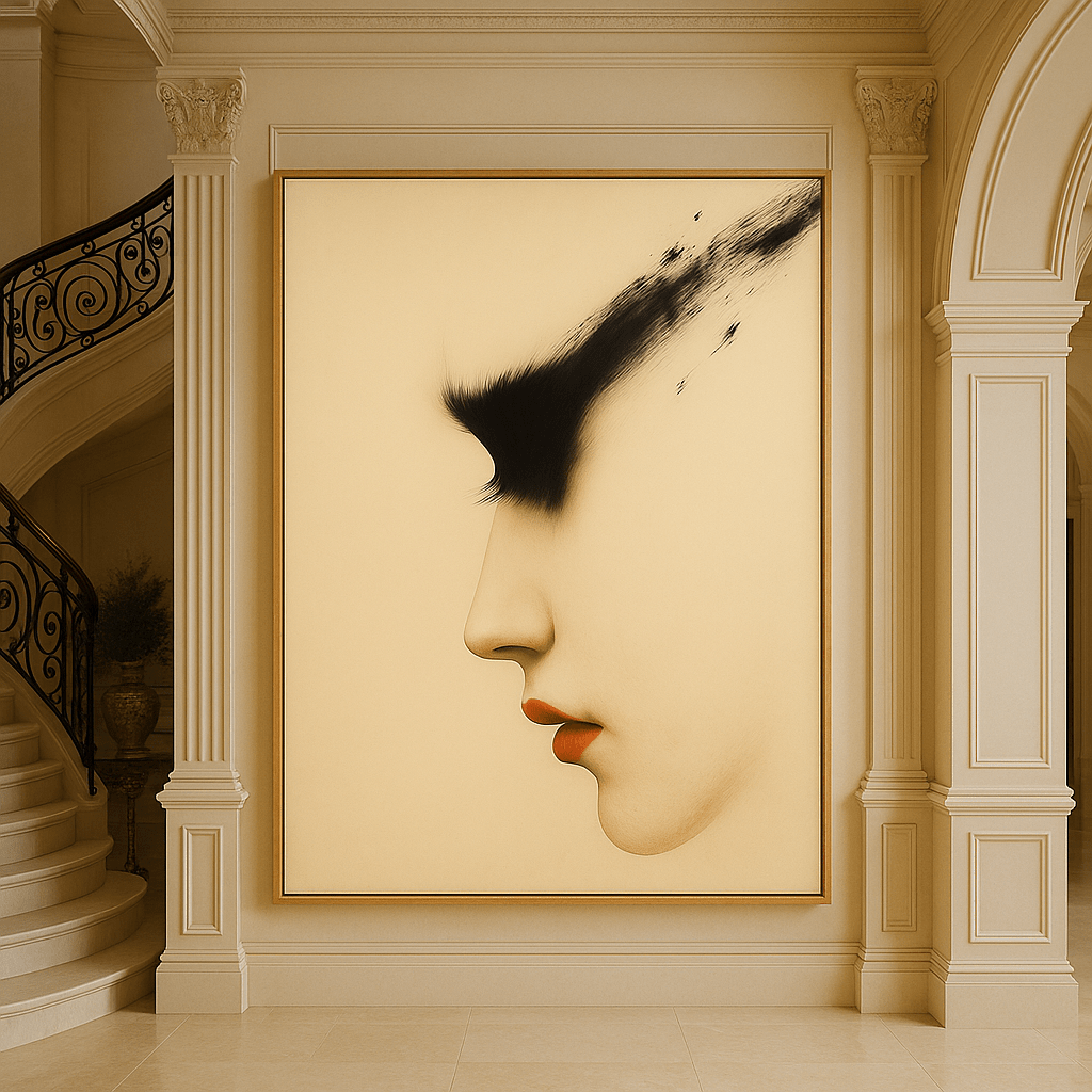 Canvas Print: Whispered Profile – Feminine Minimalist Portrait Art modern abstract canvas wall art by Rossetti Art – luxury interior design artwork for living room, bedroom, office – Contemporary Art for Sale contemporary art piece Contemporary art print