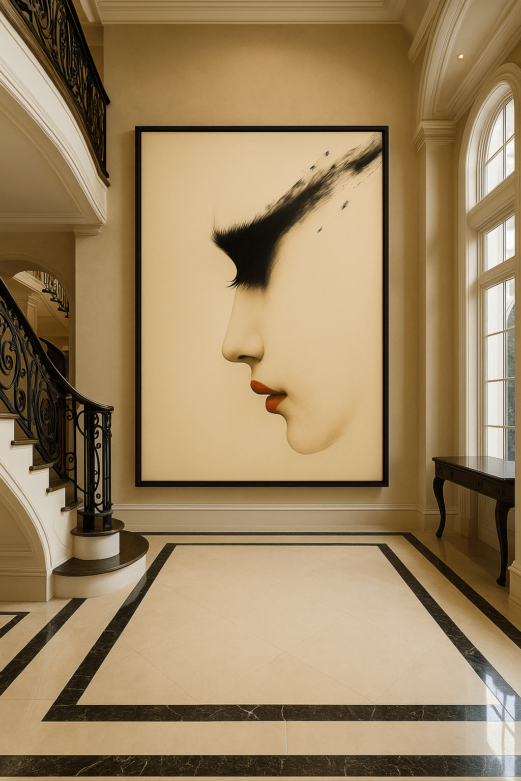 Canvas Print: Whispered Profile – Feminine Minimalist Portrait Art modern abstract canvas wall art by Rossetti Art – luxury interior design artwork for living room, bedroom, office – Contemporary Art for Sale contemporary art piece Contemporary art print