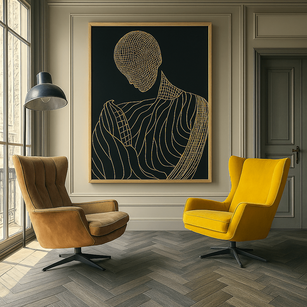 Canvas Print : Whispers in Lines | Abstract Minimalist Wall Art modern abstract canvas wall art by Rossetti Art – luxury interior design artwork for living room, bedroom, office – Contemporary Art for Sale contemporary art piece Contemporary art print