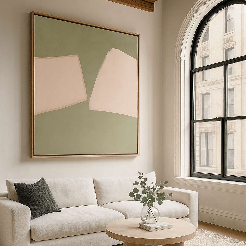 Canvas Print: Whispers of Balance - Soft Pastel Abstract Canvas Print modern abstract canvas wall art by Rossetti Art – luxury interior design artwork for living room, bedroom, office – abstractnew canvas print art Chiara Rossetti