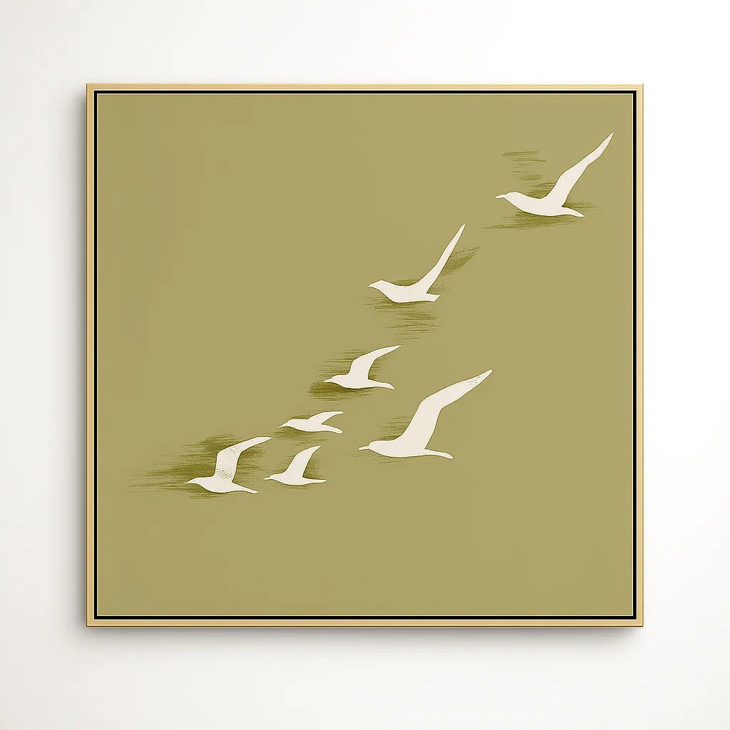 Canvas Print: Whispers of Flight – Minimalist Bird Canvas Print | Modern Abstract Wall Art for Peaceful Interiors modern abstract canvas wall art by Rossetti Art – luxury interior design artwork for living room, bedroom, office – abstract wall art African silhouette canvas boho chic wall art