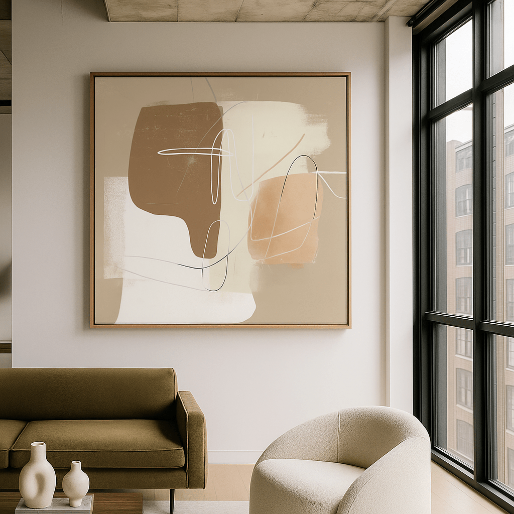 Canvas Print: Whispers of Sand – Neutral Beige Line Art for Modern Interiors modern abstract canvas wall art by Rossetti Art – luxury interior design artwork for living room, bedroom, office – abstract wall art canvas print art Chiara Rossetti