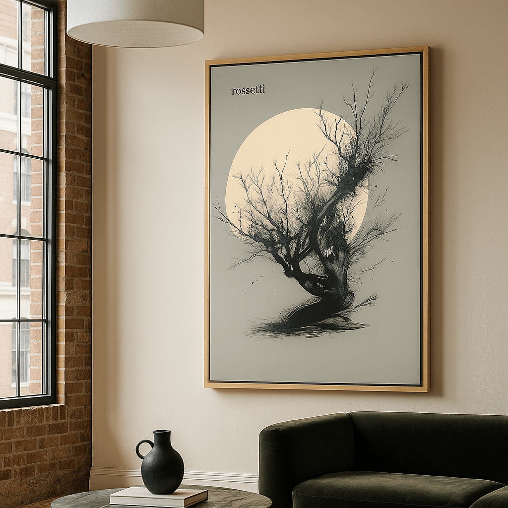 Canvas Print : Whispers of the Moon - Minimalist Abstract Nature Canvas Print modern abstract canvas wall art by Rossetti Art – luxury interior design artwork for living room, bedroom, office – large abstract art large canvas artwork large geometric wall art for living room