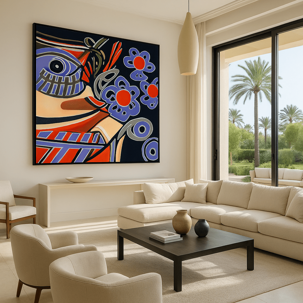 Canvas Print: Wild Bloom – Pop Art Canvas Prints Art modern abstract canvas wall art by Rossetti Art – luxury interior design artwork for living room, bedroom, office – Bold and Dynamic Artistic Home Accent Colorful Statement Wall Art Contemporary Grid Art