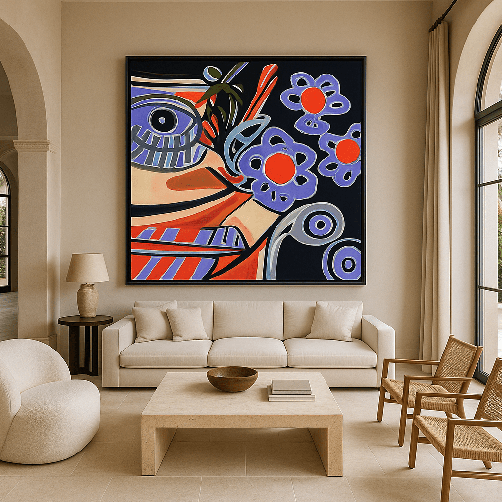 Canvas Print: Wild Bloom – Pop Art Canvas Prints Art modern abstract canvas wall art by Rossetti Art – luxury interior design artwork for living room, bedroom, office – Bold and Dynamic Artistic Home Accent Colorful Statement Wall Art Contemporary Grid Art