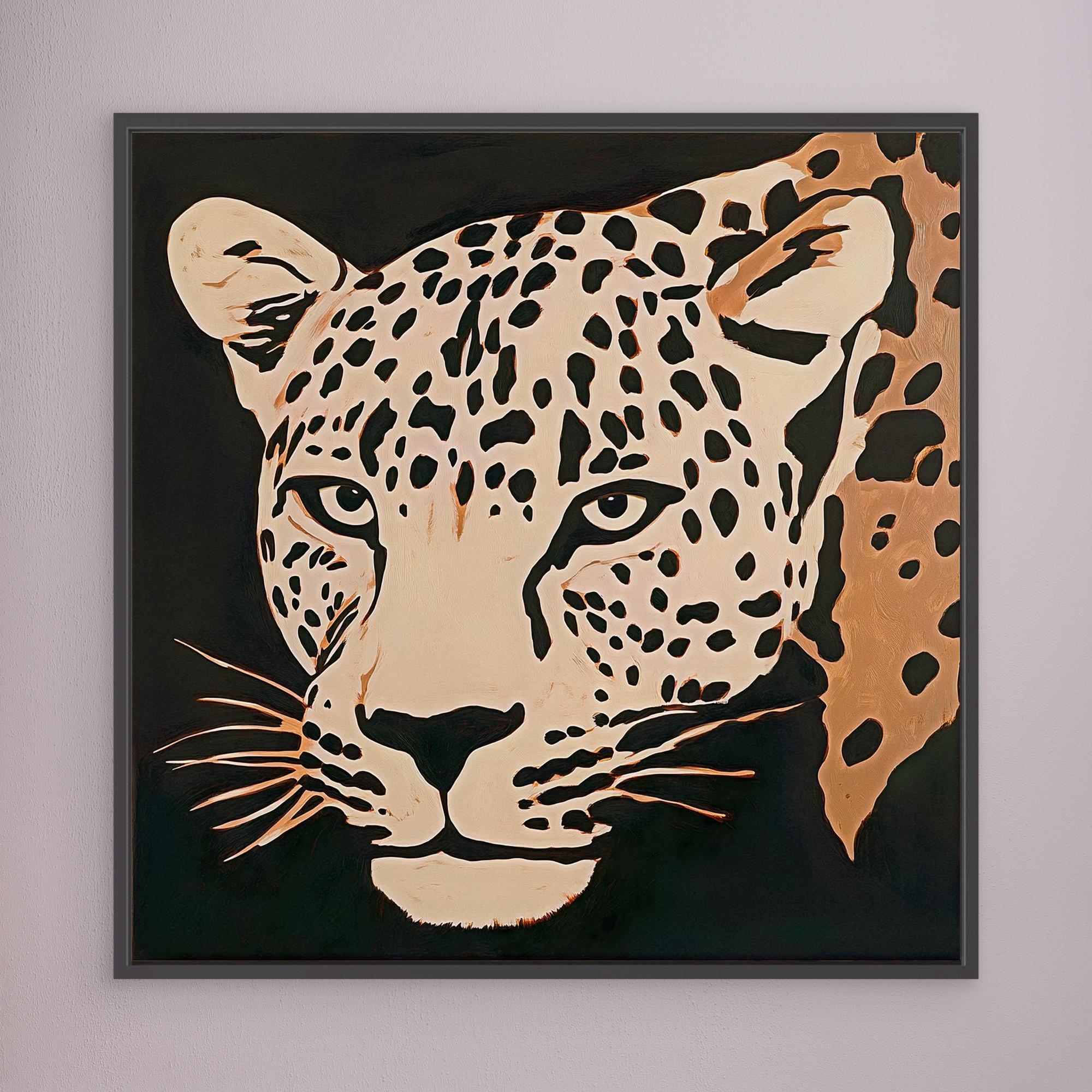 Canvas Print: Wild Stare – Minimalist Leopard Print modern abstract canvas wall art by Rossetti Art – luxury interior design artwork for living room, bedroom, office – Animal Print Decor Contemporary canvas print Contemporary Canvas Prints