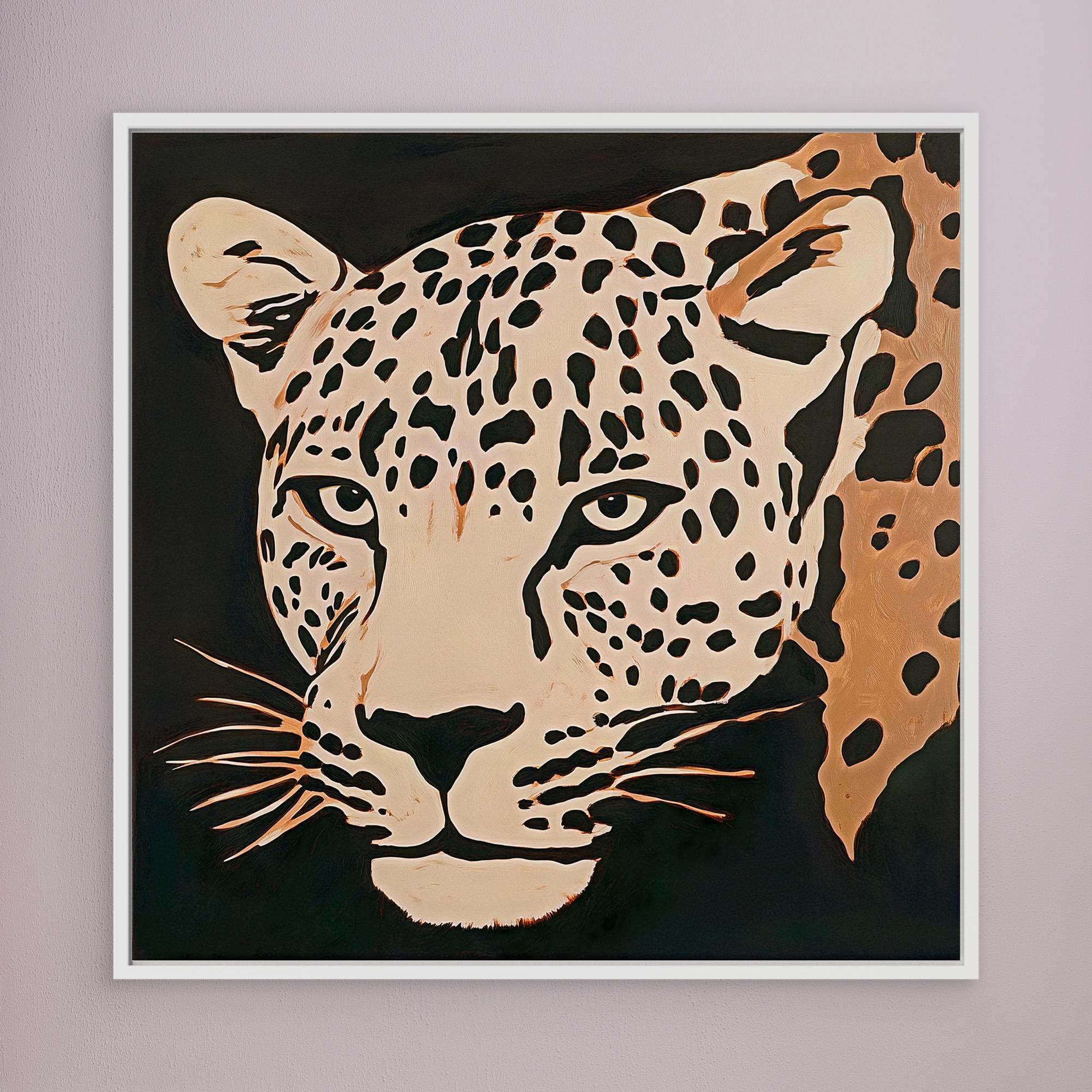 Canvas Print: Wild Stare – Minimalist Leopard Print - Chiara Rossetti